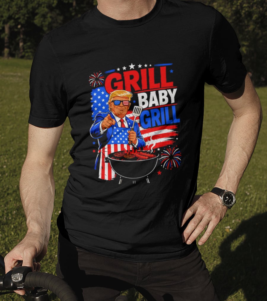 Trump Grill Baby Grill 4th Of July Fireworks 2026 T-Shirt