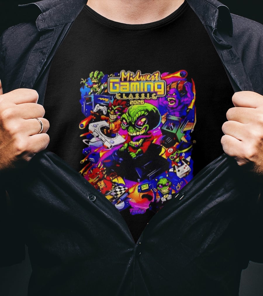 Midwest Gaming Classic 2026 Alien Retro Video Game Characters T-Shirt
