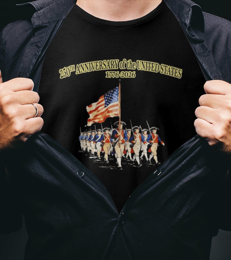 American Revolution 1776 2026 250th Anniversary United States Patriots With Flag T-Shirt
