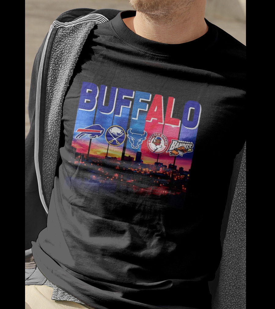 Buffalo Bills Sabres Bandits Bridles City Skyline Sports Teams T-Shirt