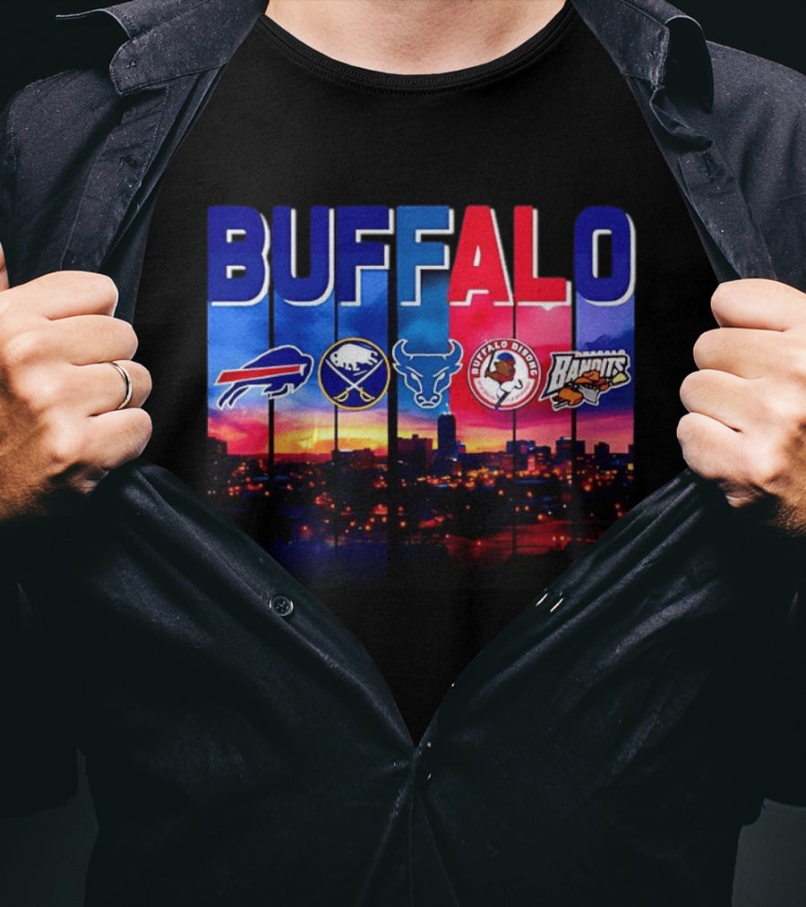 Buffalo Bills Sabres Bandits Bridles City Skyline Sports Teams T-Shirt