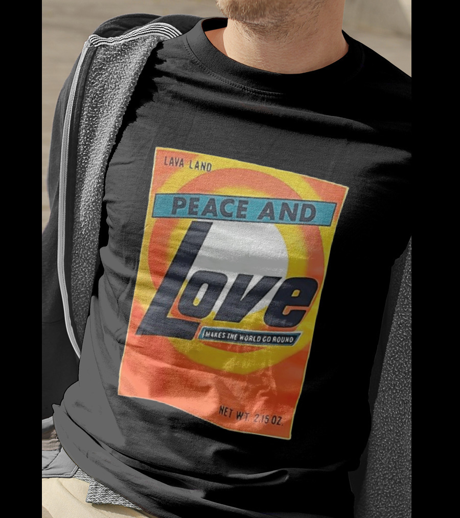 Peace And Love Makes The World Go Round Lava Land Retro Style 2.15 Oz T-Shirt
