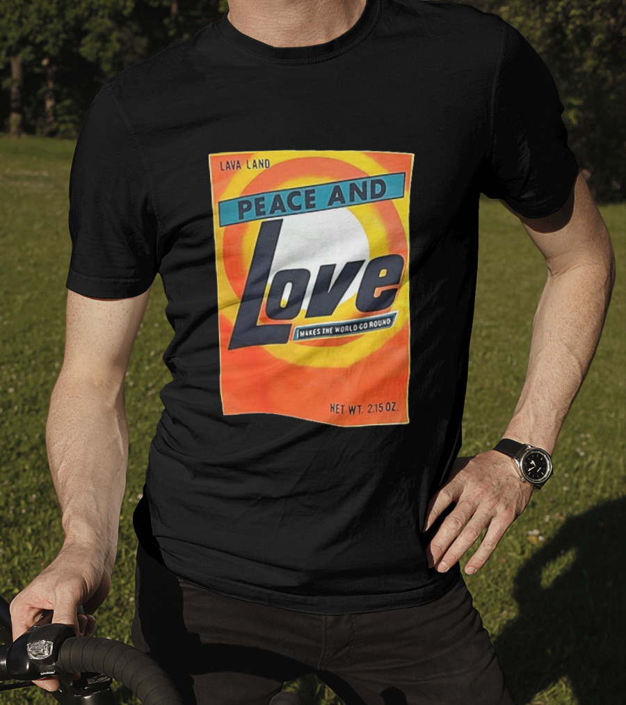 Peace And Love Makes The World Go Round Lava Land Retro Style 2.15 Oz T-Shirt