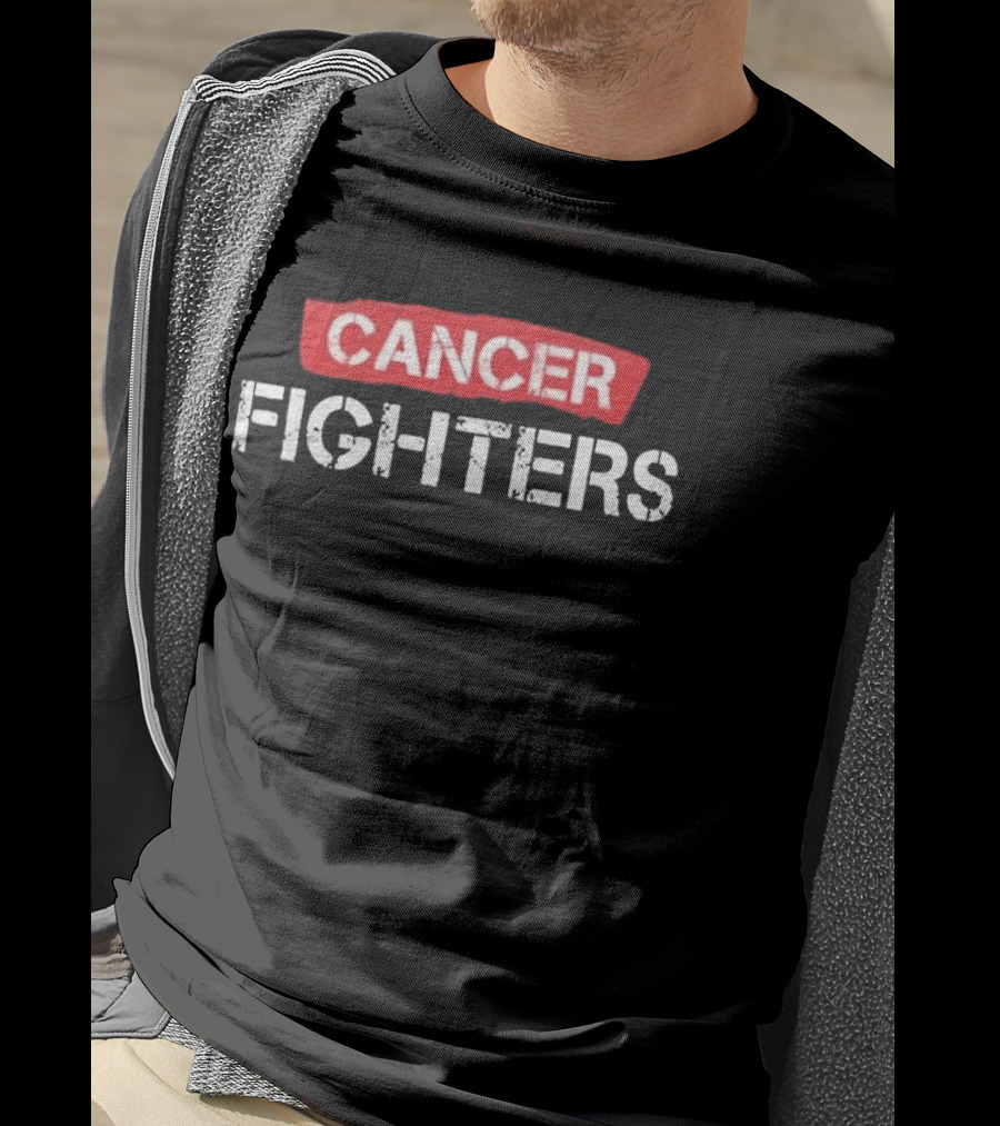 CANCER FIGHTERS Koszulka Bold Red White Block Letters T-Shirt