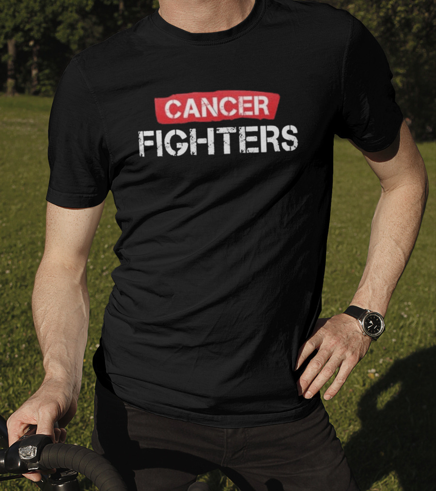 CANCER FIGHTERS Koszulka Bold Red White Block Letters T-Shirt