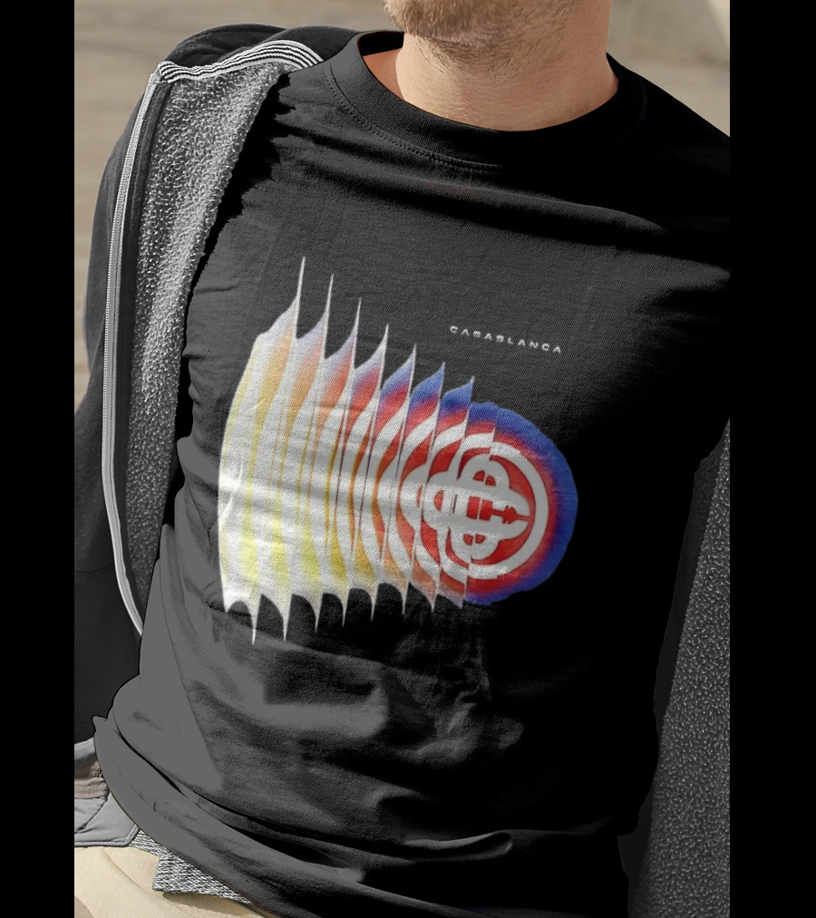 Casablanca Shockwave Optical Illusion Pattern With Red Blue Yellow Layers T-Shirt