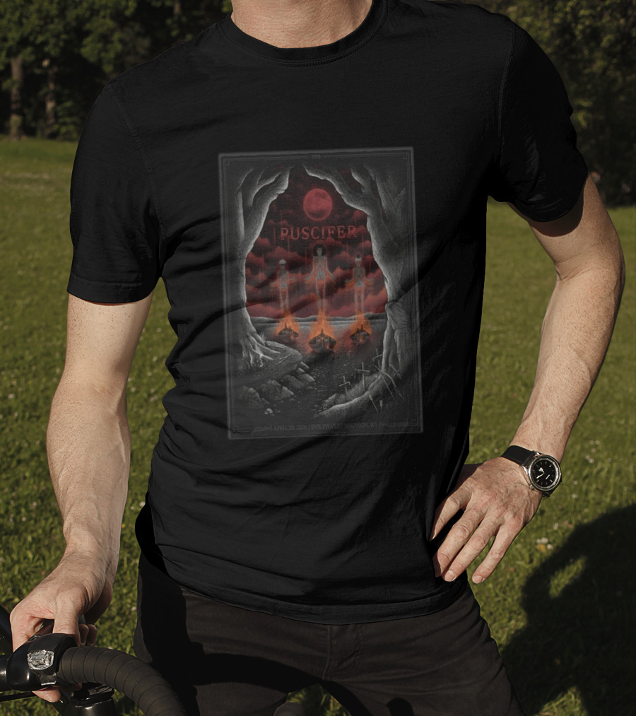 Puscifer April 28 2026 The Sylvee Madison WI Skeleton Red Moon T-Shirt