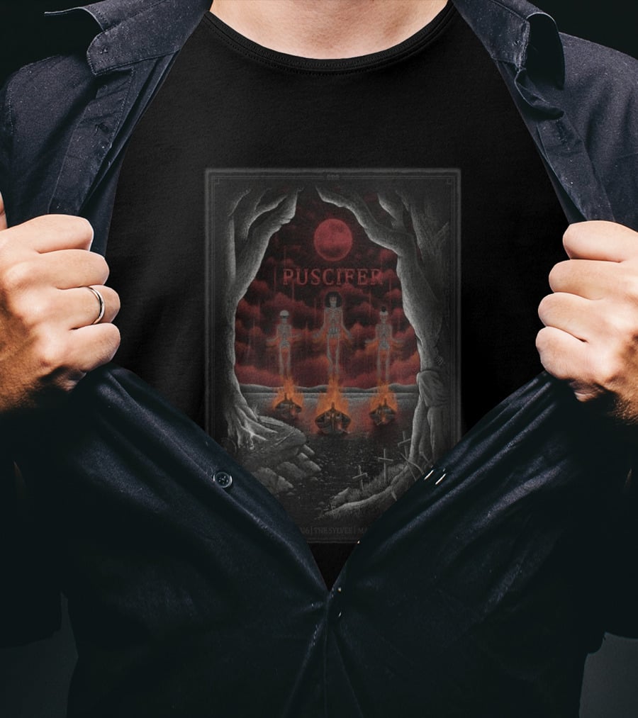 Puscifer April 28 2026 The Sylvee Madison WI Skeleton Red Moon T-Shirt