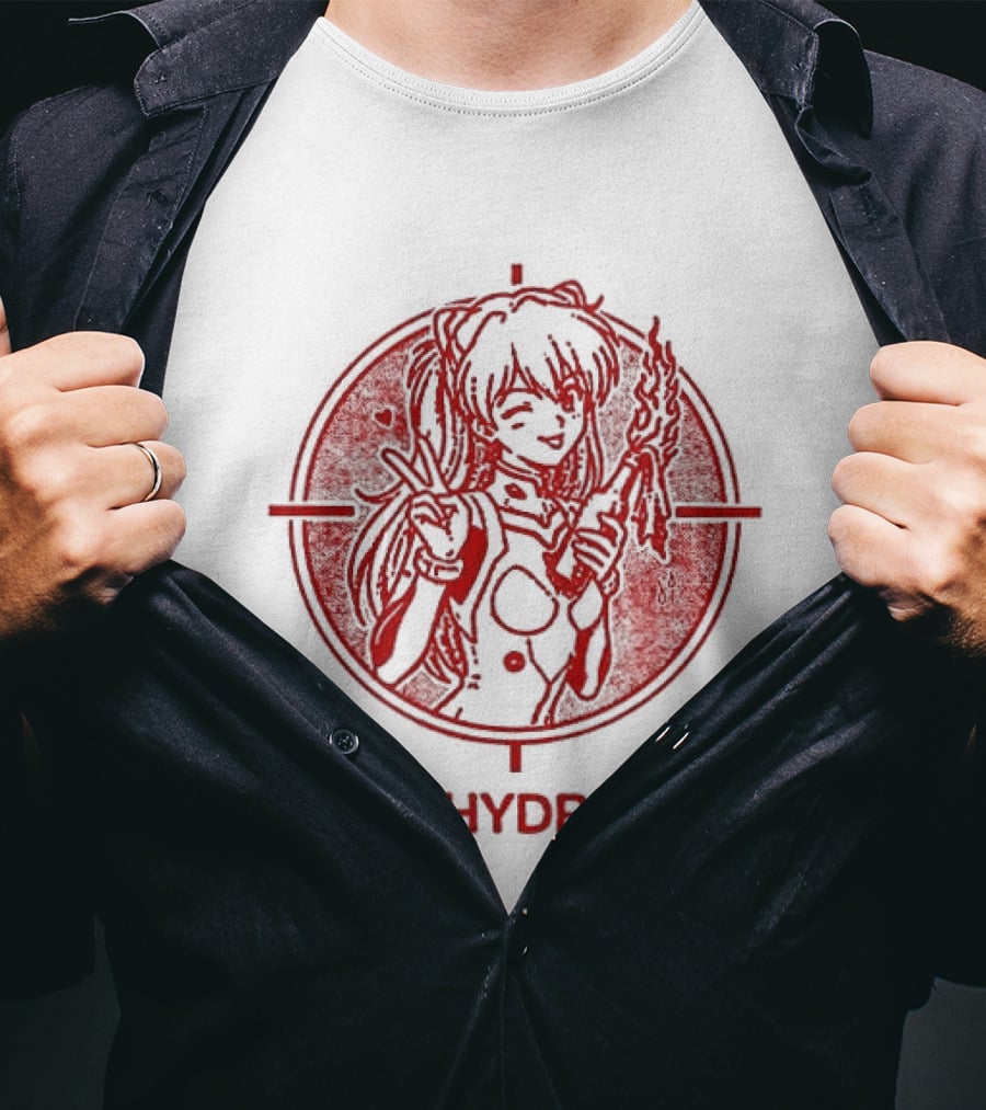 Asuka Langley Soryu Stay Hydrated Neon Genesis Evangelion Anime Iconic Red Circle T-Shirt