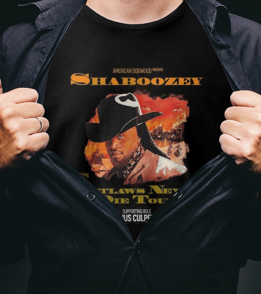 Shaboozey Outlaws Never Die Tour 2026 North America Schedule Dates Cowboy Flames T-Shirt