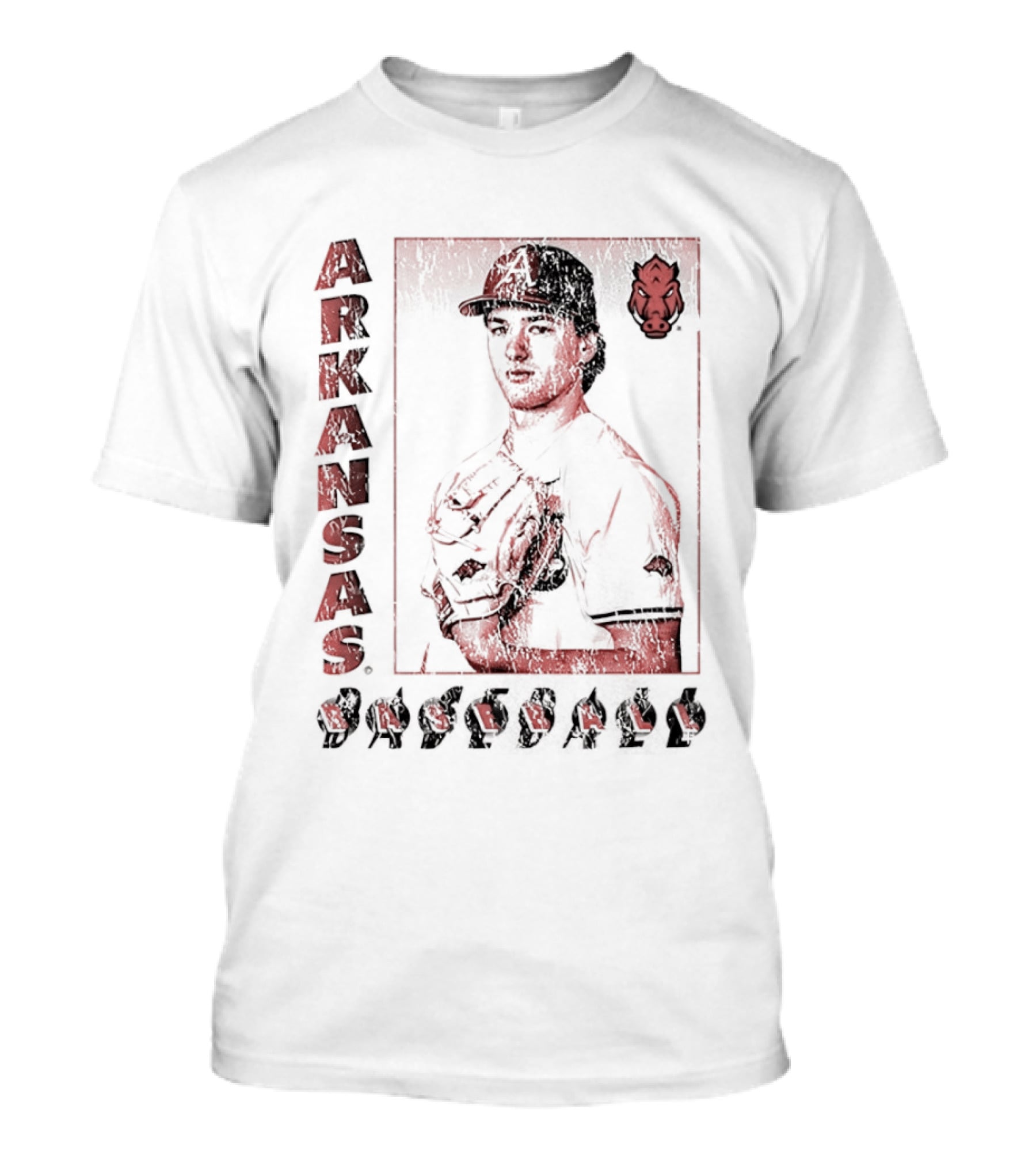 Arkansas Baseball Player With Razorback T-Shirt