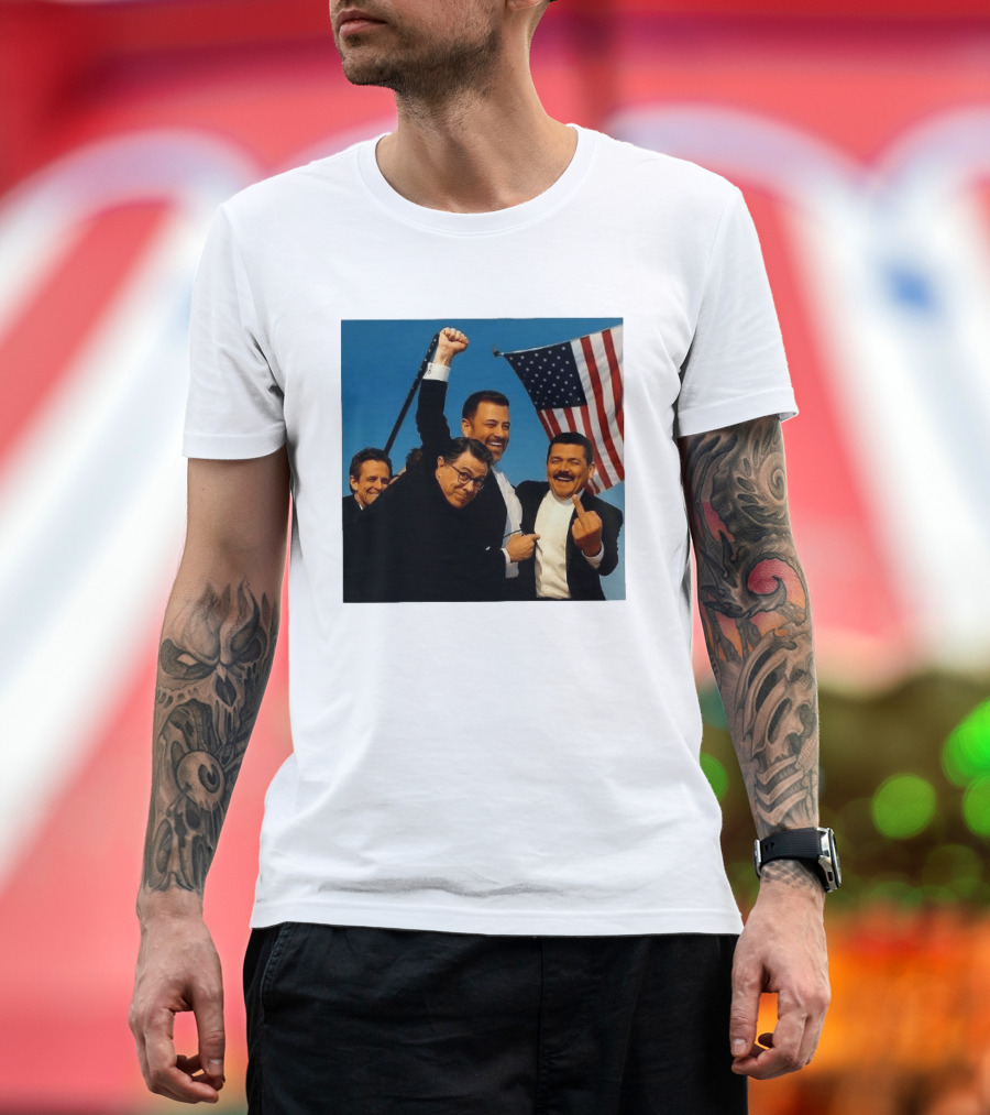 Jimmy Kimmel Stephen Colbert Seth Meyers American Flag Comedy Showdown T-Shirt