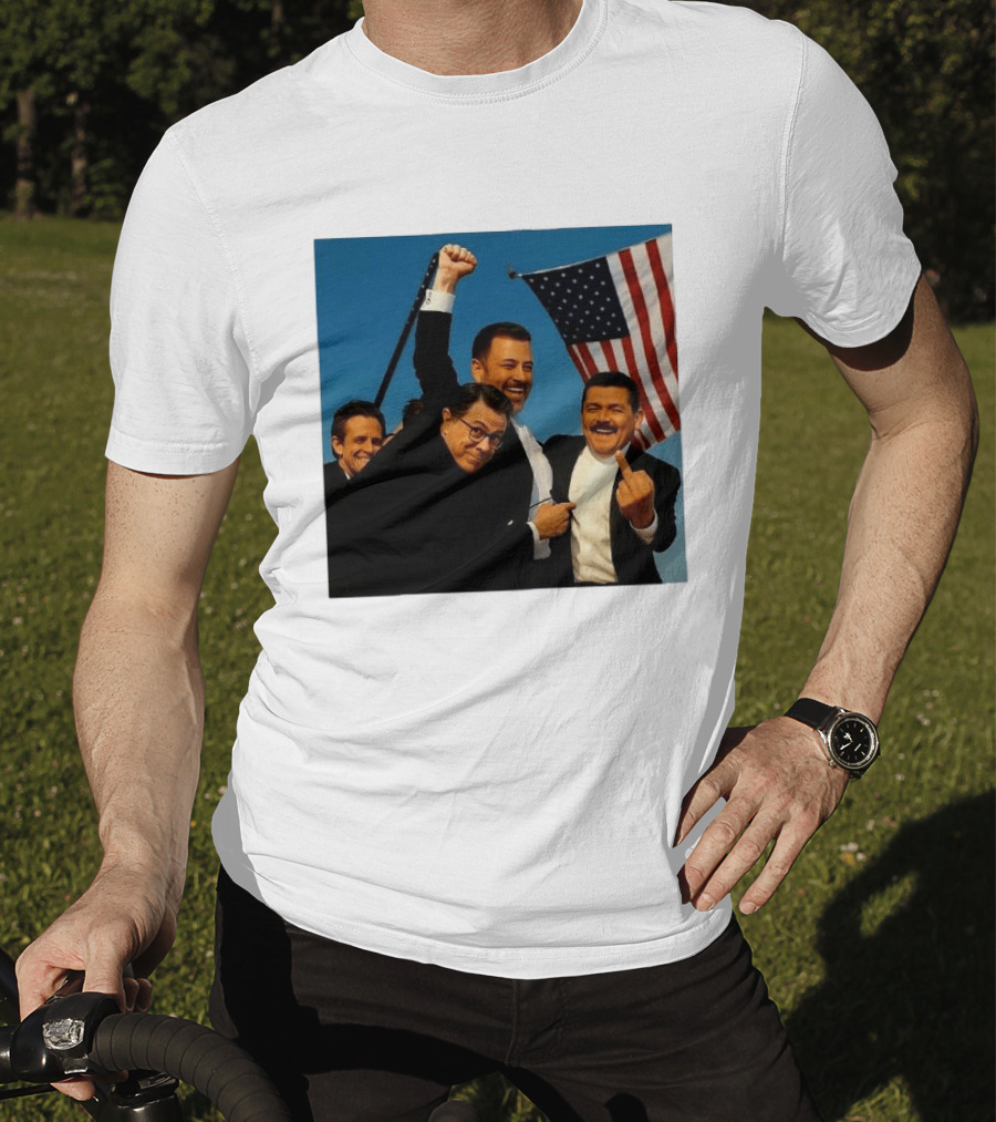 Jimmy Kimmel Stephen Colbert Seth Meyers American Flag Comedy Showdown T-Shirt