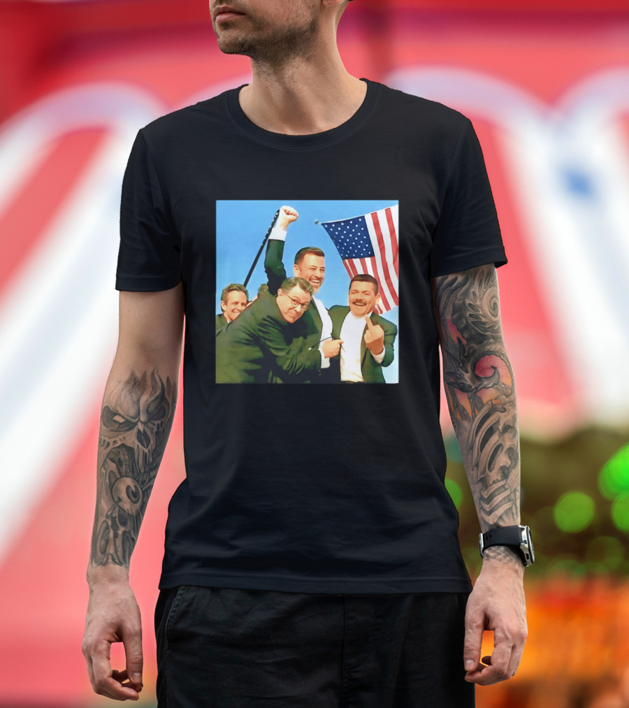 Jimmy Kimmel Meme American Flag Satire T-Shirt