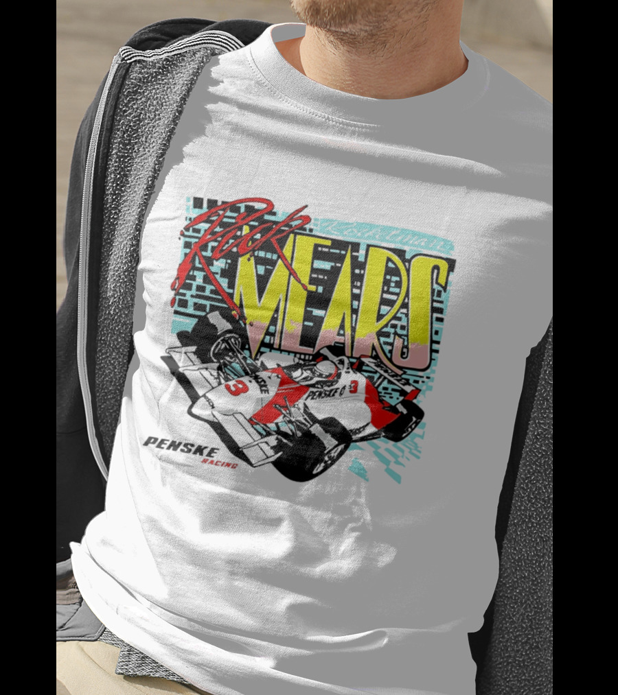 Rick Mears 90s Neon Penske Racing Car Number 3 And 5 T-Shirt
