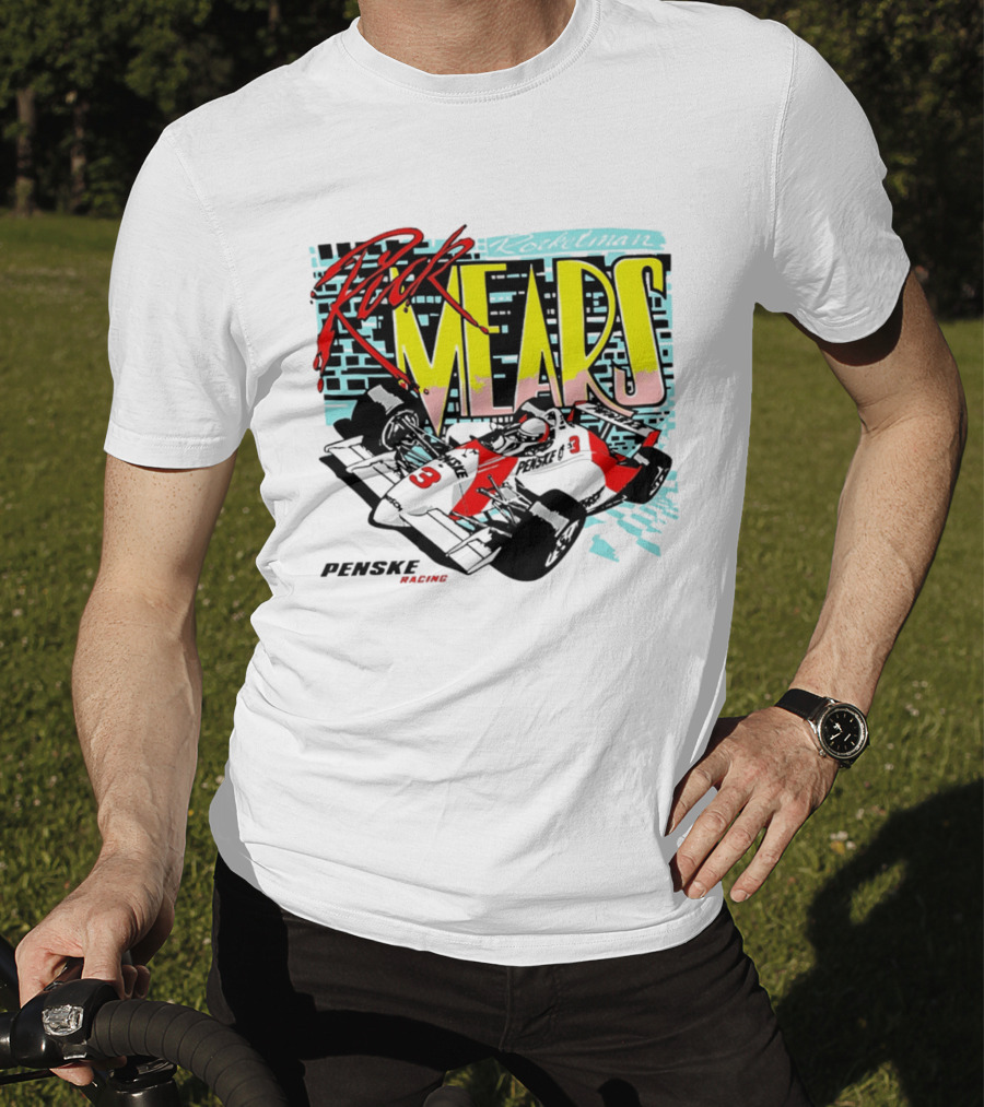 Rick Mears 90s Neon Penske Racing Car Number 3 And 5 T-Shirt