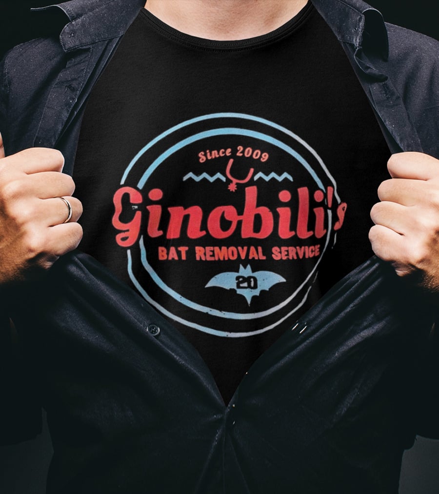 Ginobili Bat Removal Service Since 2009 Basketball Humor T-Shirt
