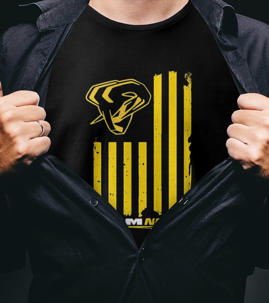 Ram Nation USA Flag Yellow Ram Head Stripes T-Shirt