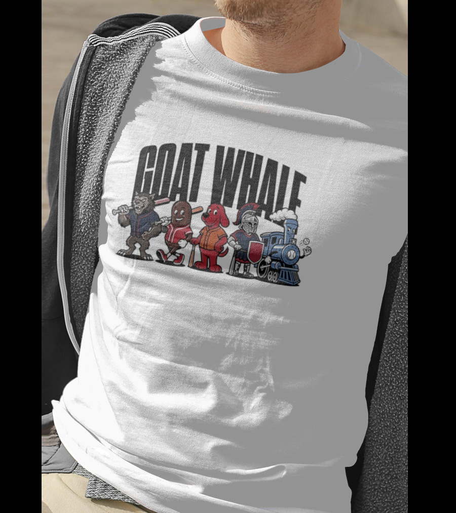 GOAT WHALE Cartoon Characters Baseball Wolf Sausage Dog Roman Train T-Shirt