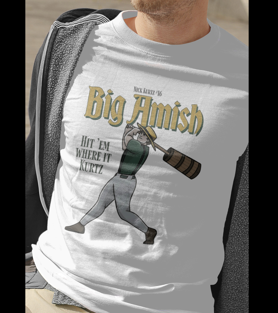 Athletics Nick Kurtz Big Amish Hit 'Em Where It Kurtz 16 T-Shirt
