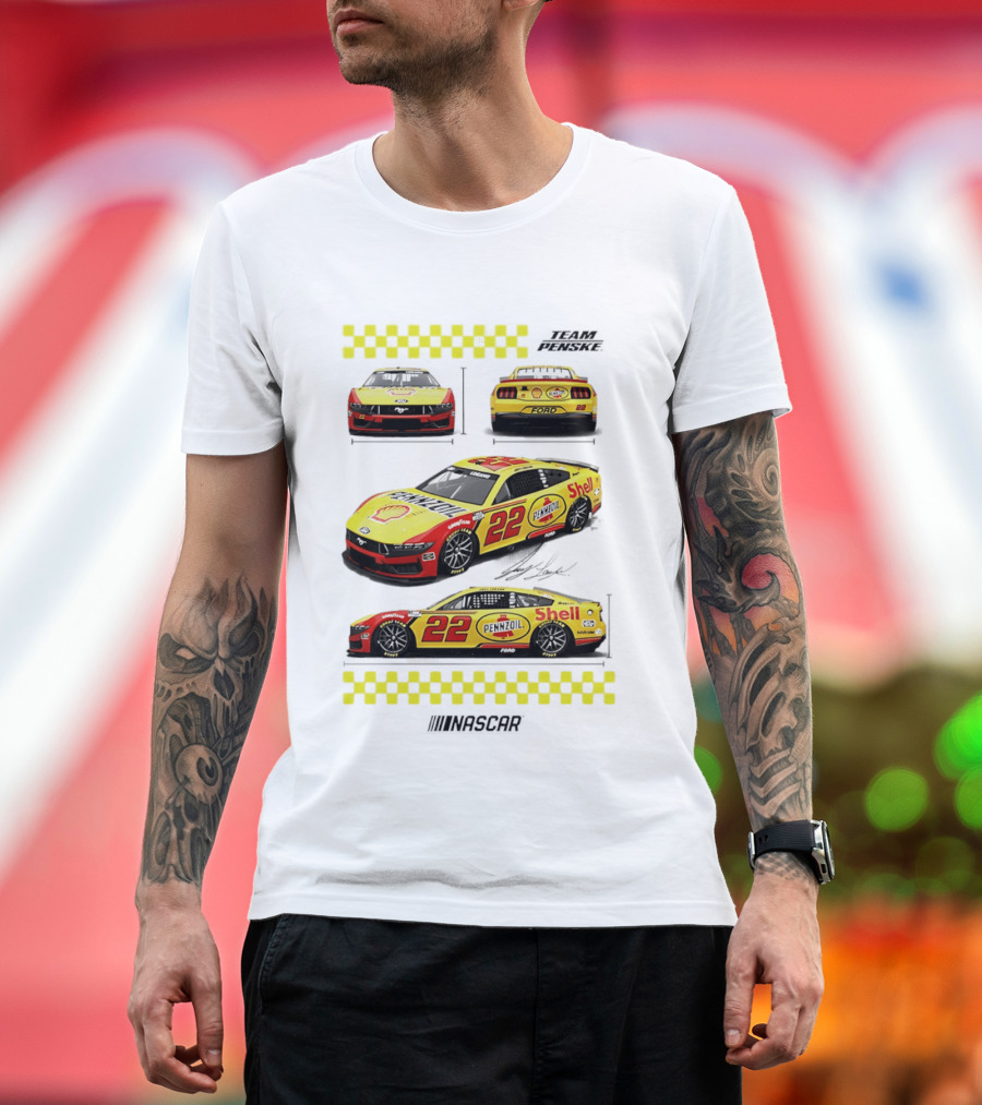 Joey Logano Pennzoil Shell 22 Ford Mustang NASCAR Team Penske Racing T-Shirt