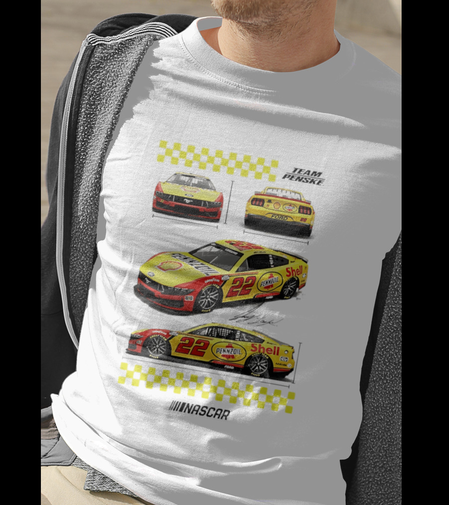Joey Logano Pennzoil Shell 22 Ford Mustang NASCAR Team Penske Racing T-Shirt