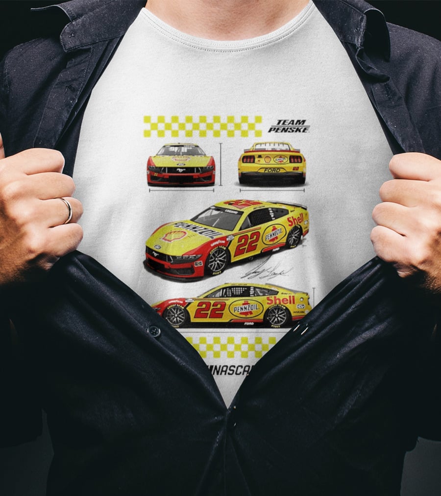 Joey Logano Pennzoil Shell 22 Ford Mustang NASCAR Team Penske Racing T-Shirt
