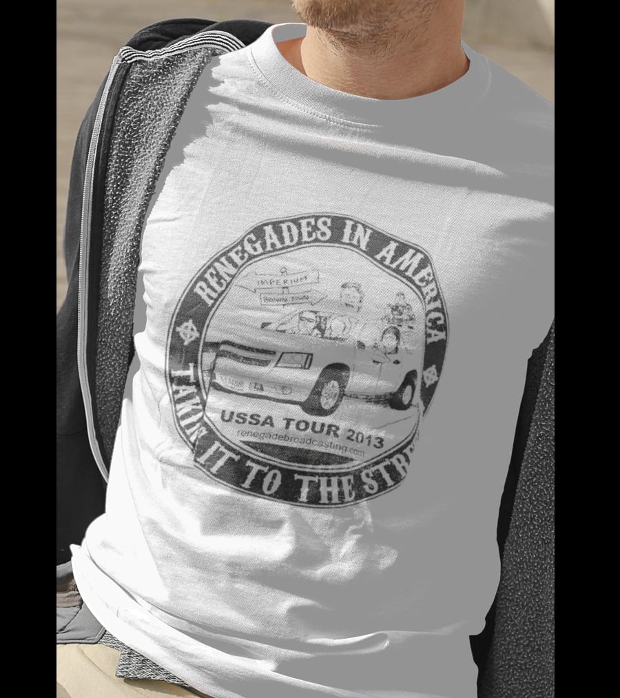 Renegades In America With American Flag And Rider Taking It To The Streets T-Shirt
