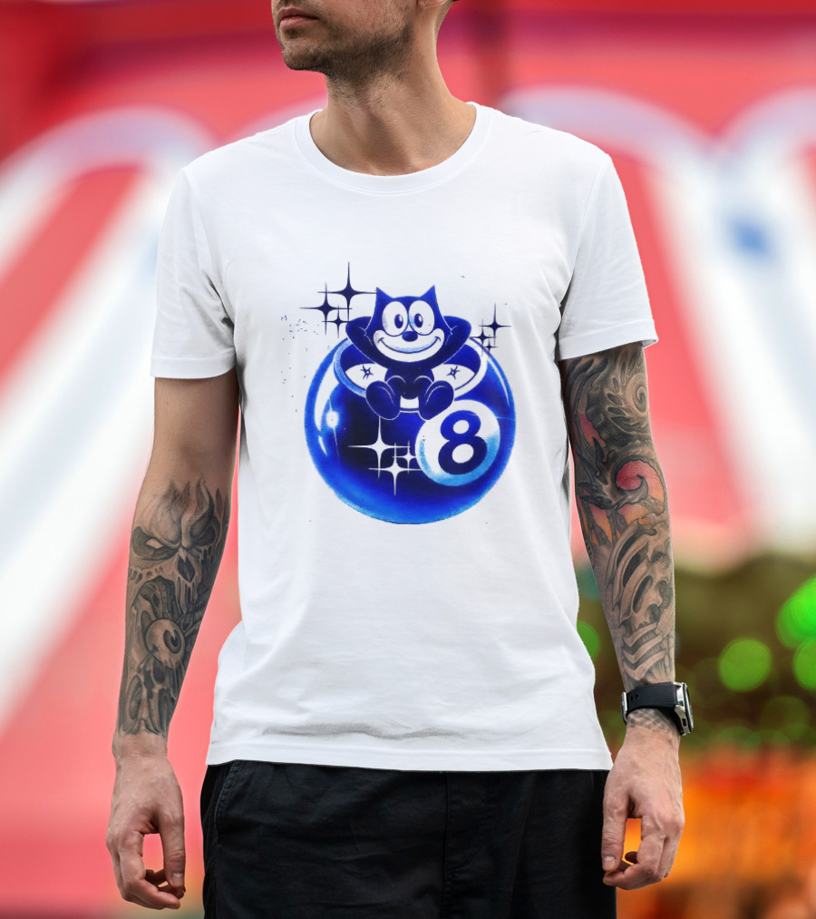 Felix The Cat Vintage Classic Figure Eight Ball Stars T-Shirt
