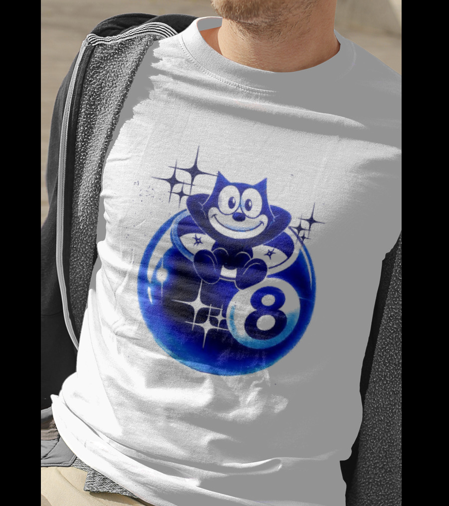 Felix The Cat Vintage Classic Figure Eight Ball Stars T-Shirt