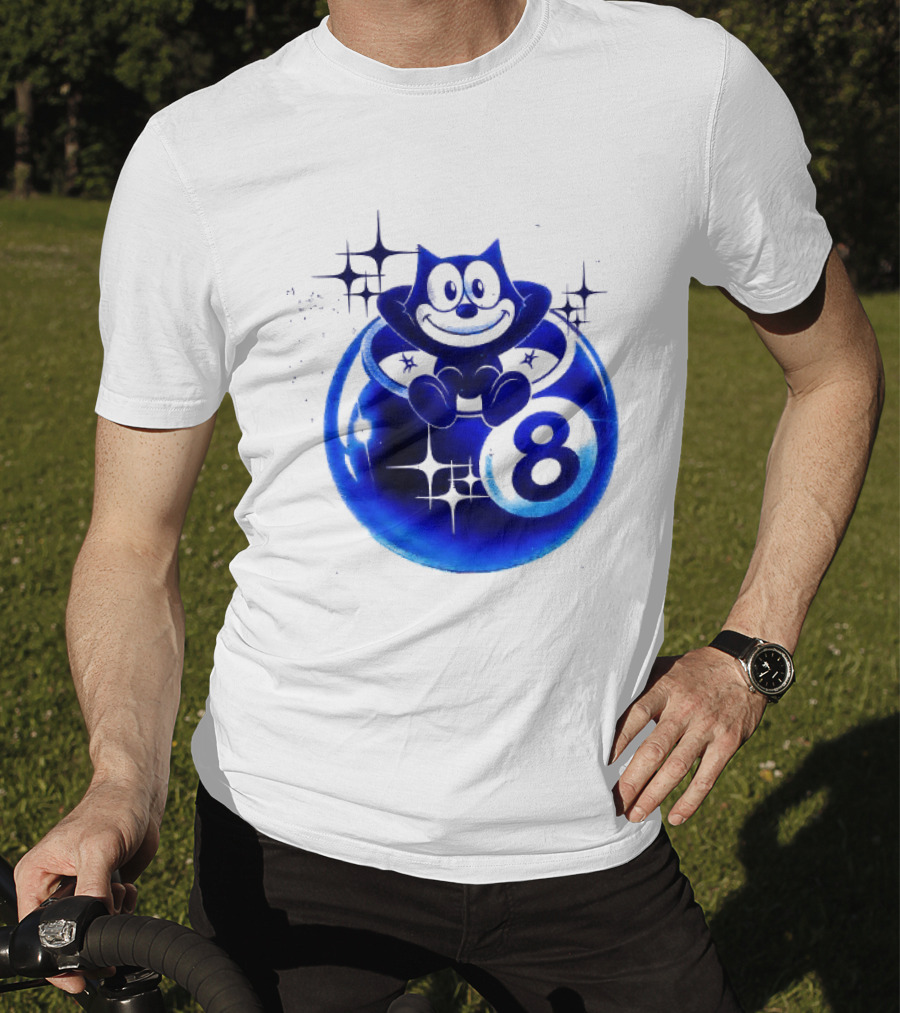 Felix The Cat Vintage Classic Figure Eight Ball Stars T-Shirt