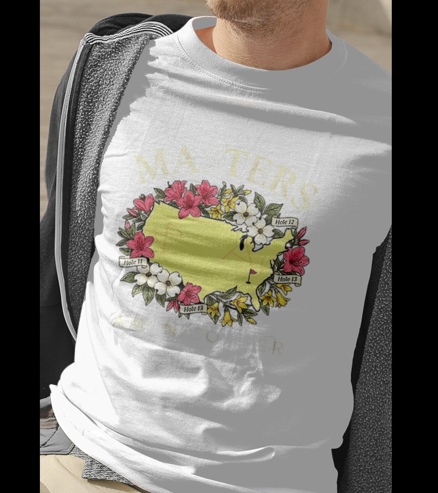 Masters Golf Tournament Augusta National Golf Club 2026 Hole 11 12 13 Map Flower T-Shirt