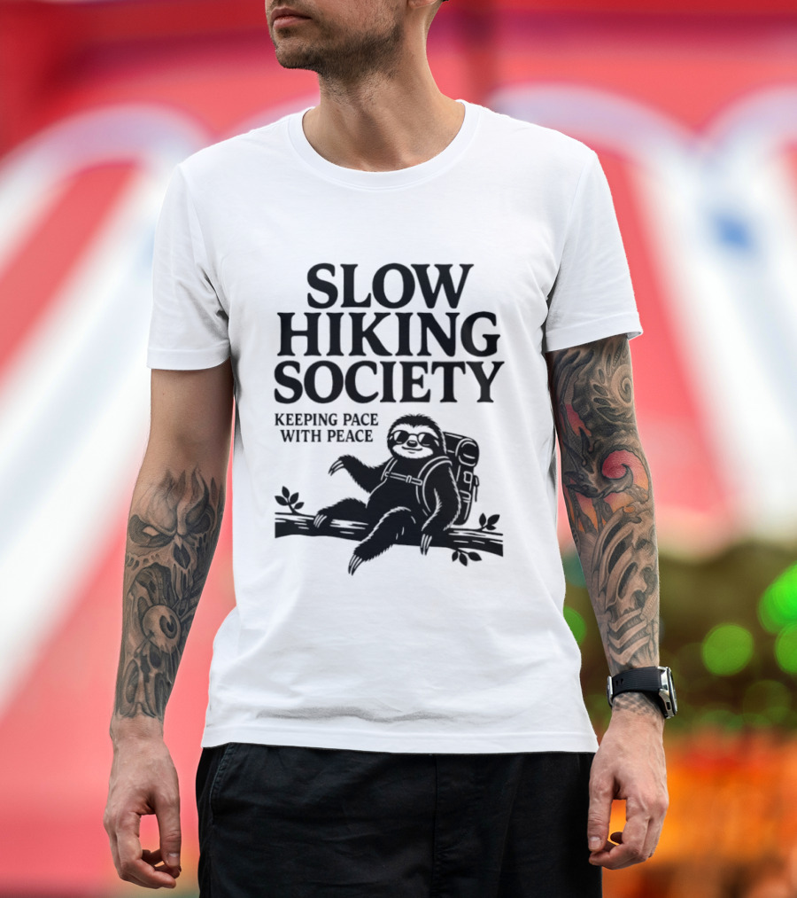 Slow Hiking Society Sloth Keeping Pace With Peace T-Shirt