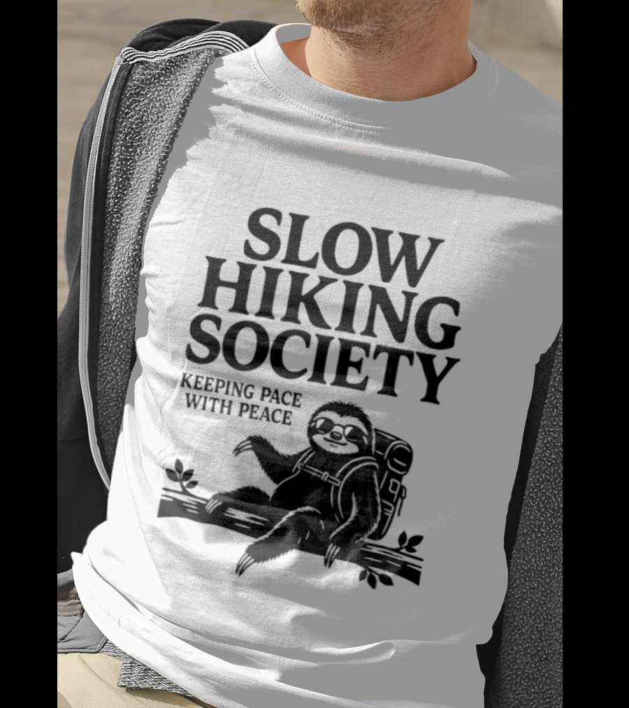 Slow Hiking Society Sloth Keeping Pace With Peace T-Shirt