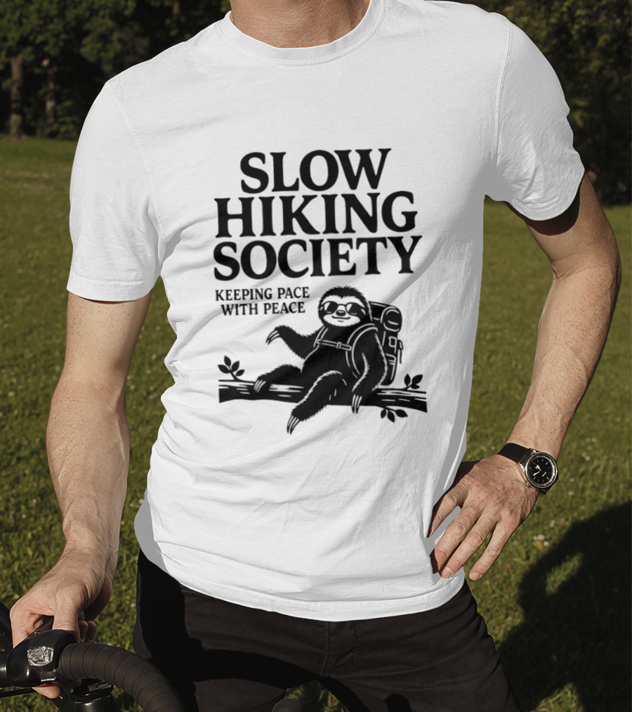 Slow Hiking Society Sloth Keeping Pace With Peace T-Shirt