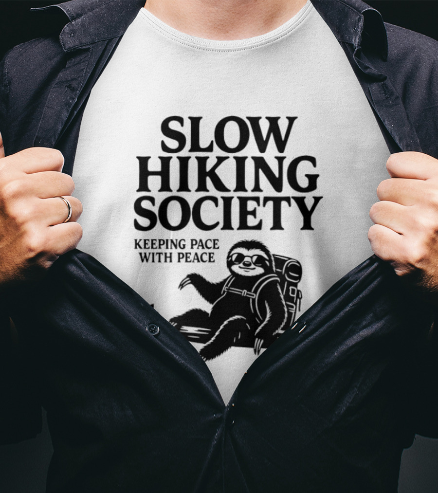 Slow Hiking Society Sloth Keeping Pace With Peace T-Shirt