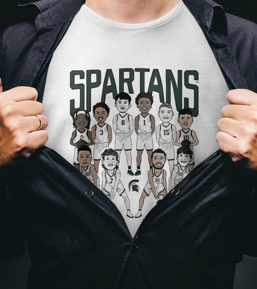 Michigan State Spartans Mens Basketball Team Caricature Players 3 8 1 15 10 35 T-Shirt
