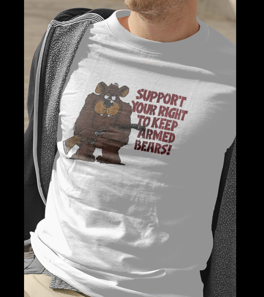 Support Your Right To Keep Armed Bears Cartoon Bear With Rifle T-Shirt