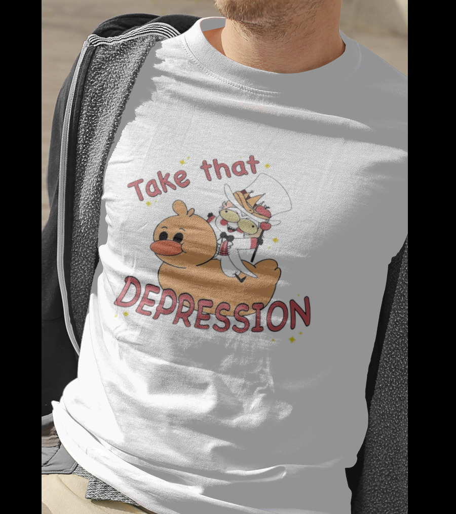 Take That Depression Hazbin Hotel Top Hat Character On Rubber Duck T-Shirt