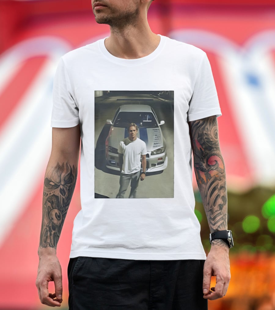Paul Walker Nissan Skyline GT R R34 Fast And Furious Iconic Movie Car Scene T-Shirt
