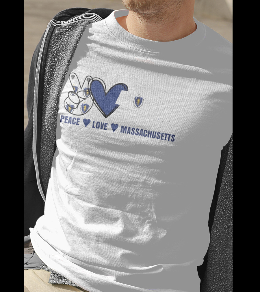 Peace Love Massachusetts With State Map T-Shirt
