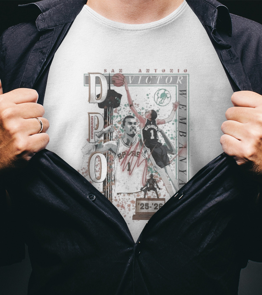 San Antonio Victor Wembanyama 2026 DPOY Basketball Spurs T-Shirt