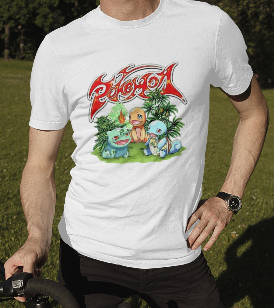 Pokémon Bulbasaur Charmander Squirtle Cannabis T-Shirt