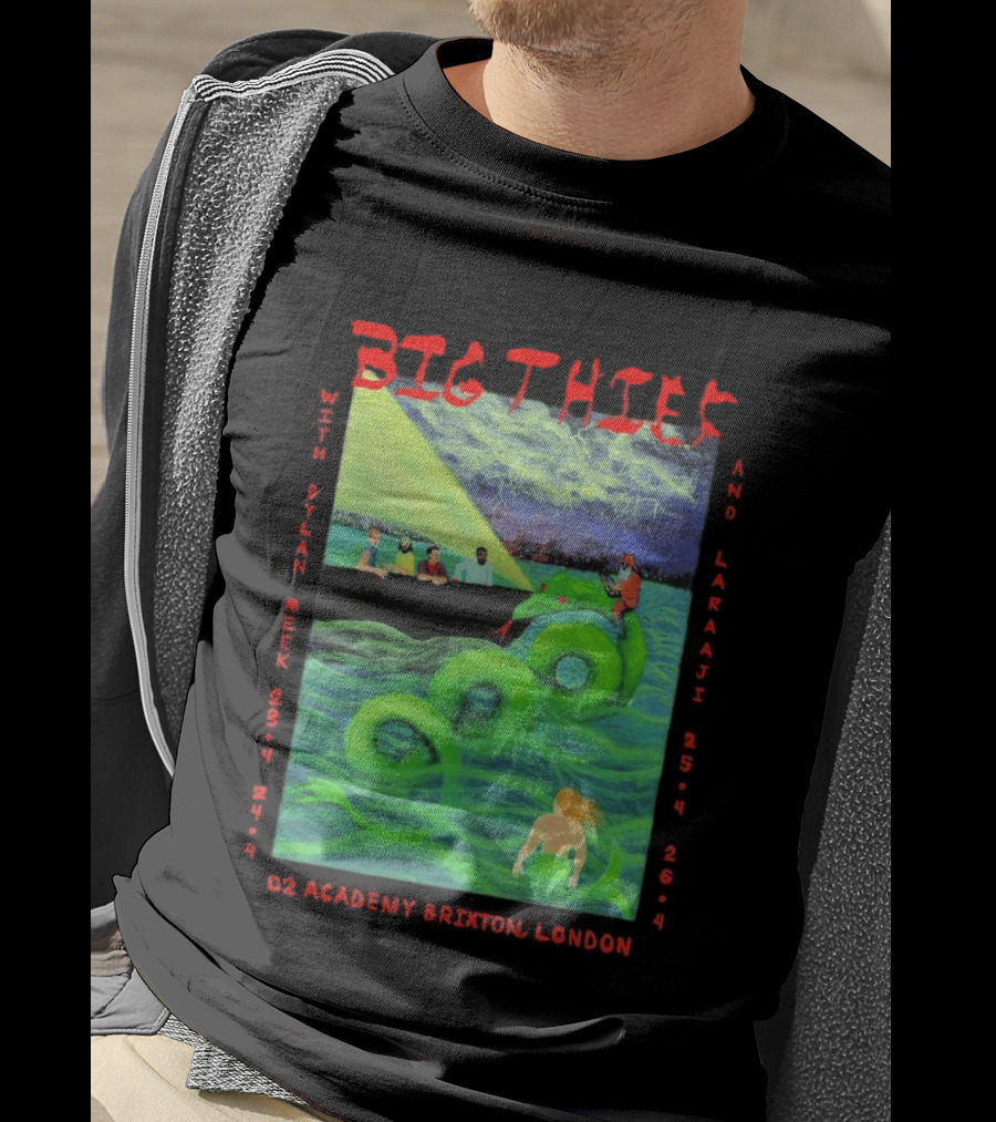 Big Thief Apr 23 2026 London Tour With Sea Serpent And Boat Scene T-Shirt