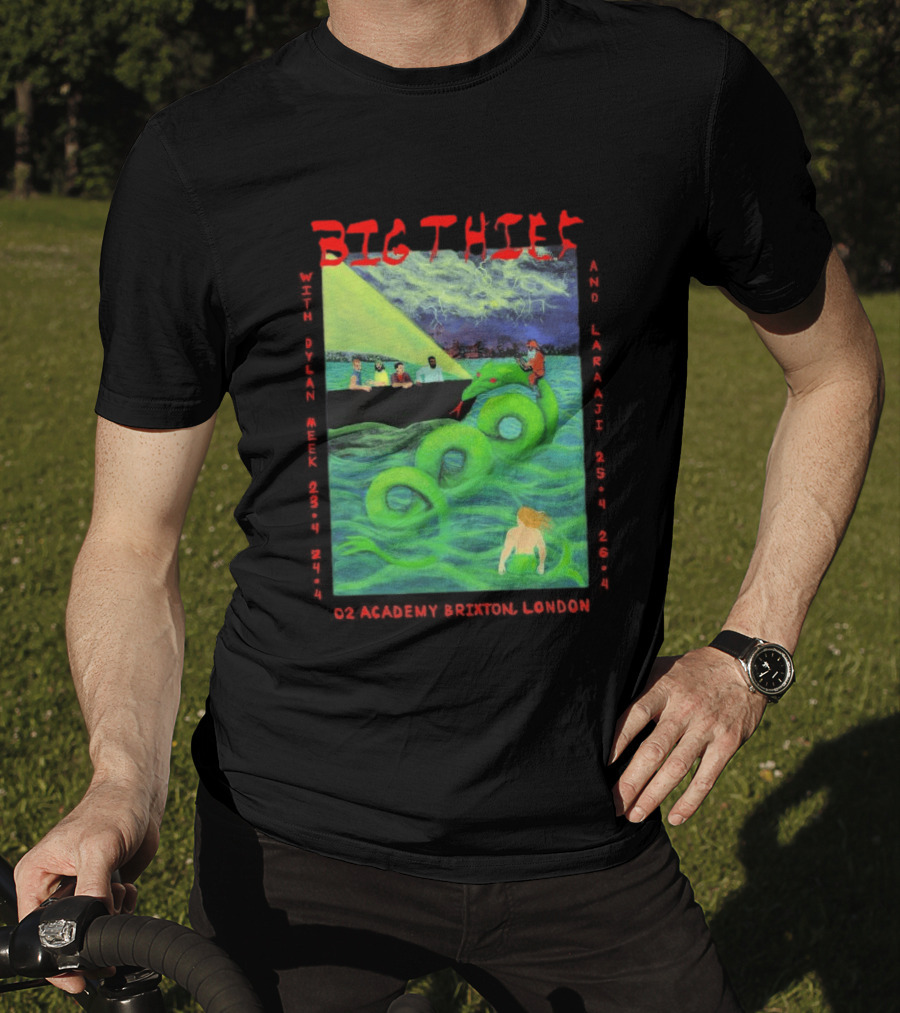 Big Thief Apr 23 2026 London Tour With Sea Serpent And Boat Scene T-Shirt
