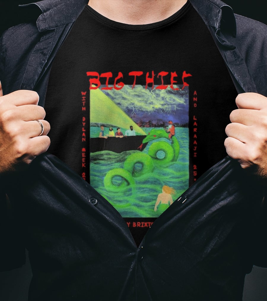 Big Thief Apr 23 2026 London Tour With Sea Serpent And Boat Scene T-Shirt