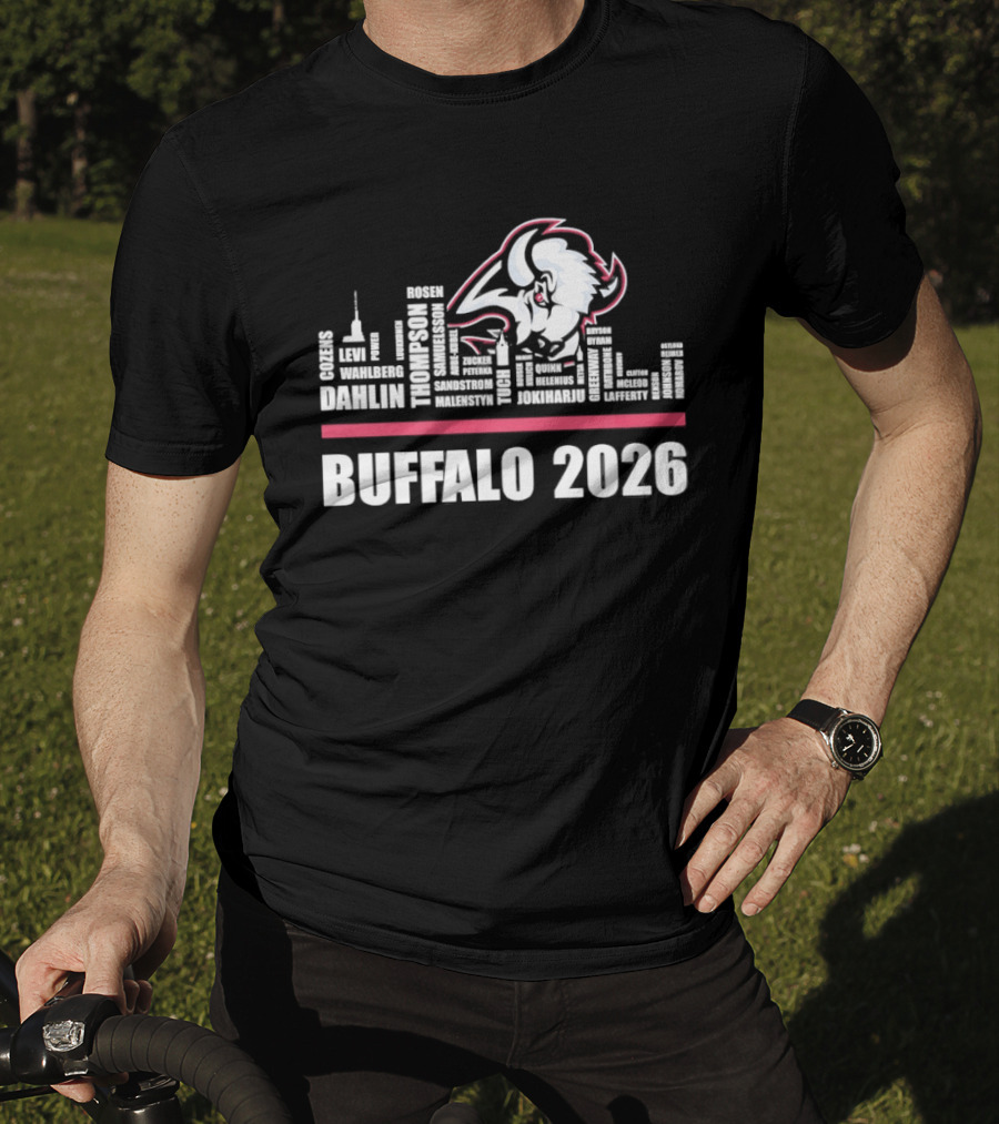 Buffalo Sabres 2026 NHL Ice Hockey Skyline Players City Shape T-Shirt