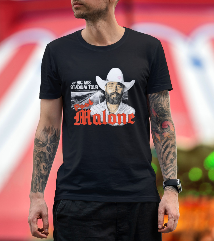 Post Malone Big Ass Stadium Tour Cowboy Hat Tattoo T-Shirt