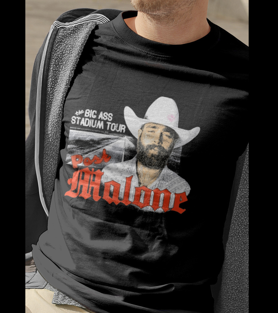 Post Malone Big Ass Stadium Tour Cowboy Hat Tattoo T-Shirt