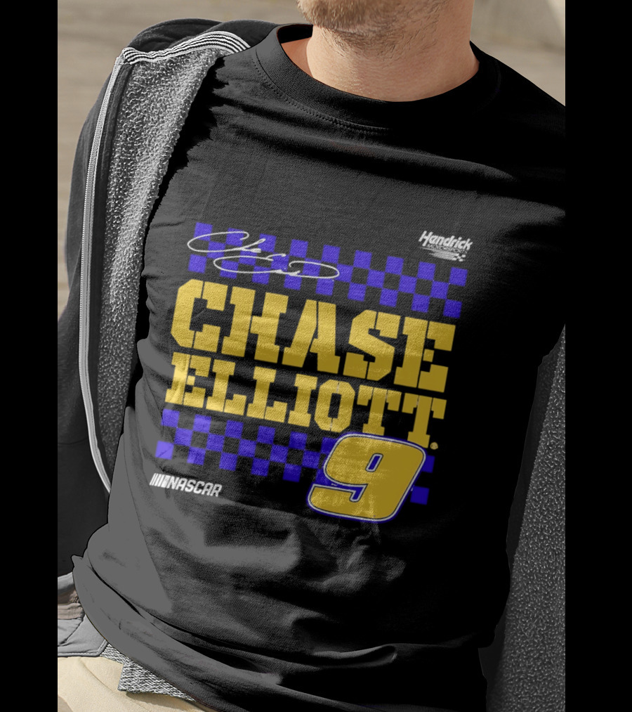 Chase Elliott 9 NASCAR Hendrick Motorsports Vive La Fete Autographed T-Shirt